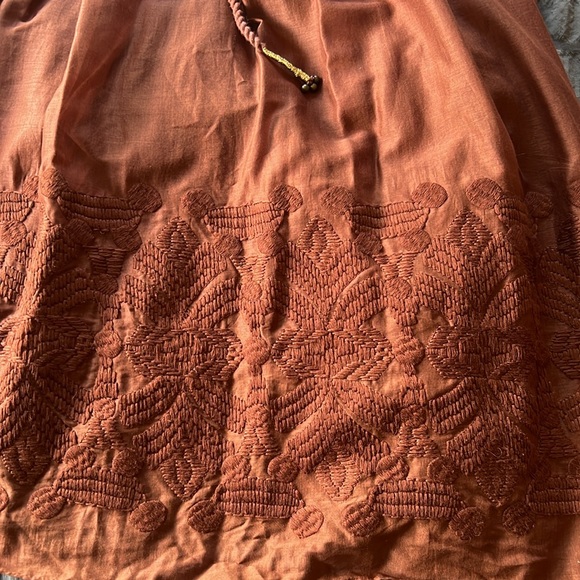 Banana Republic Rust Brown Embroidered Dress Womens Sz 14 - Picture 10 of 16